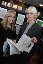 Jessica Edwards, 14, talking to Jean Barrass from West Kent PCT about a career as a dietician