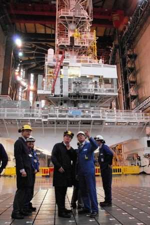 Vincent de Rivaz, head of EDF Energy, is shown the reactor at Dungeness