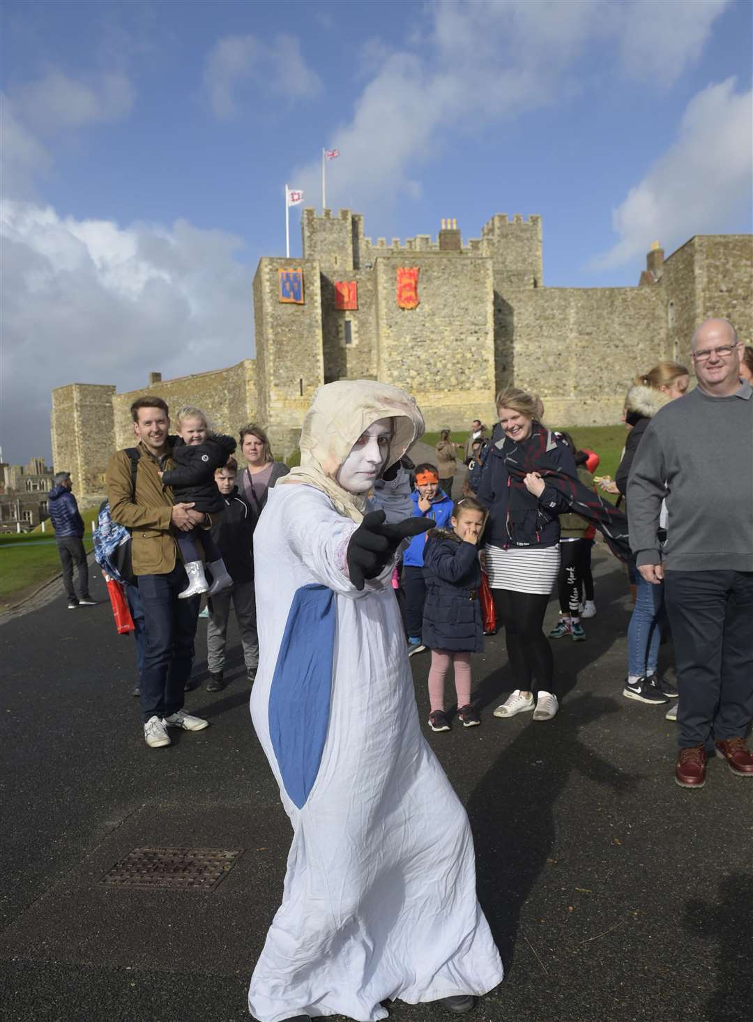Dover Castle Halloween fun. Vicky Glover as the ghost leads a tour around the castle. Picture: Tony Flashman