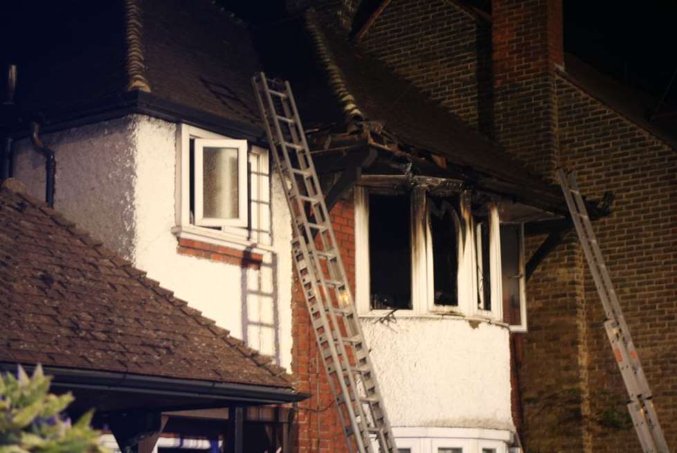 Crews rescued two people amid a blaze at this house