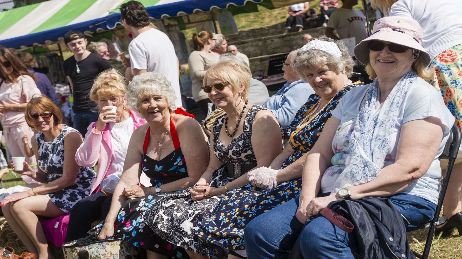 A group of ladies enjoy watching the bands play at the Summer Fayre on the Square in the Fort Gardens, Gravesend