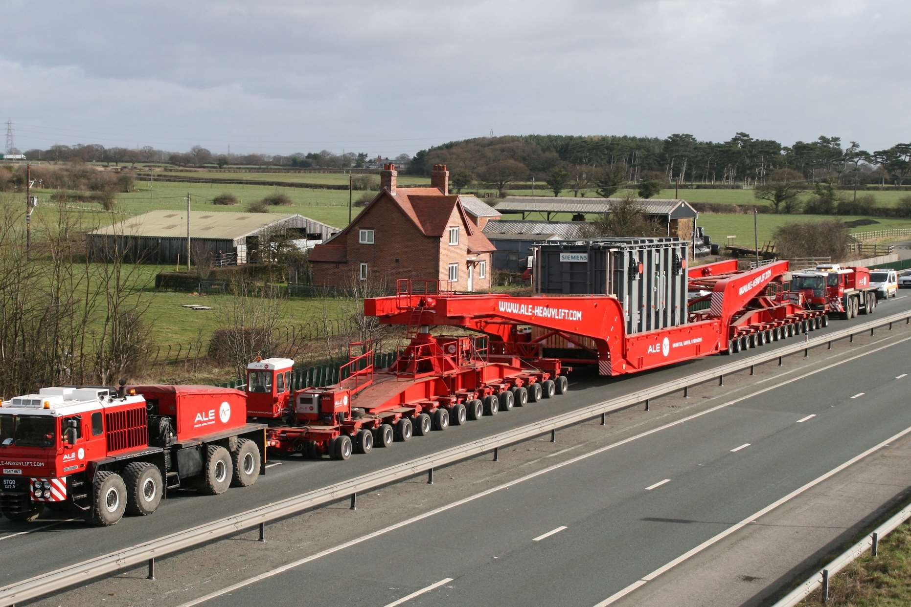 This is what a typical delivery convoy for a transformer looks like