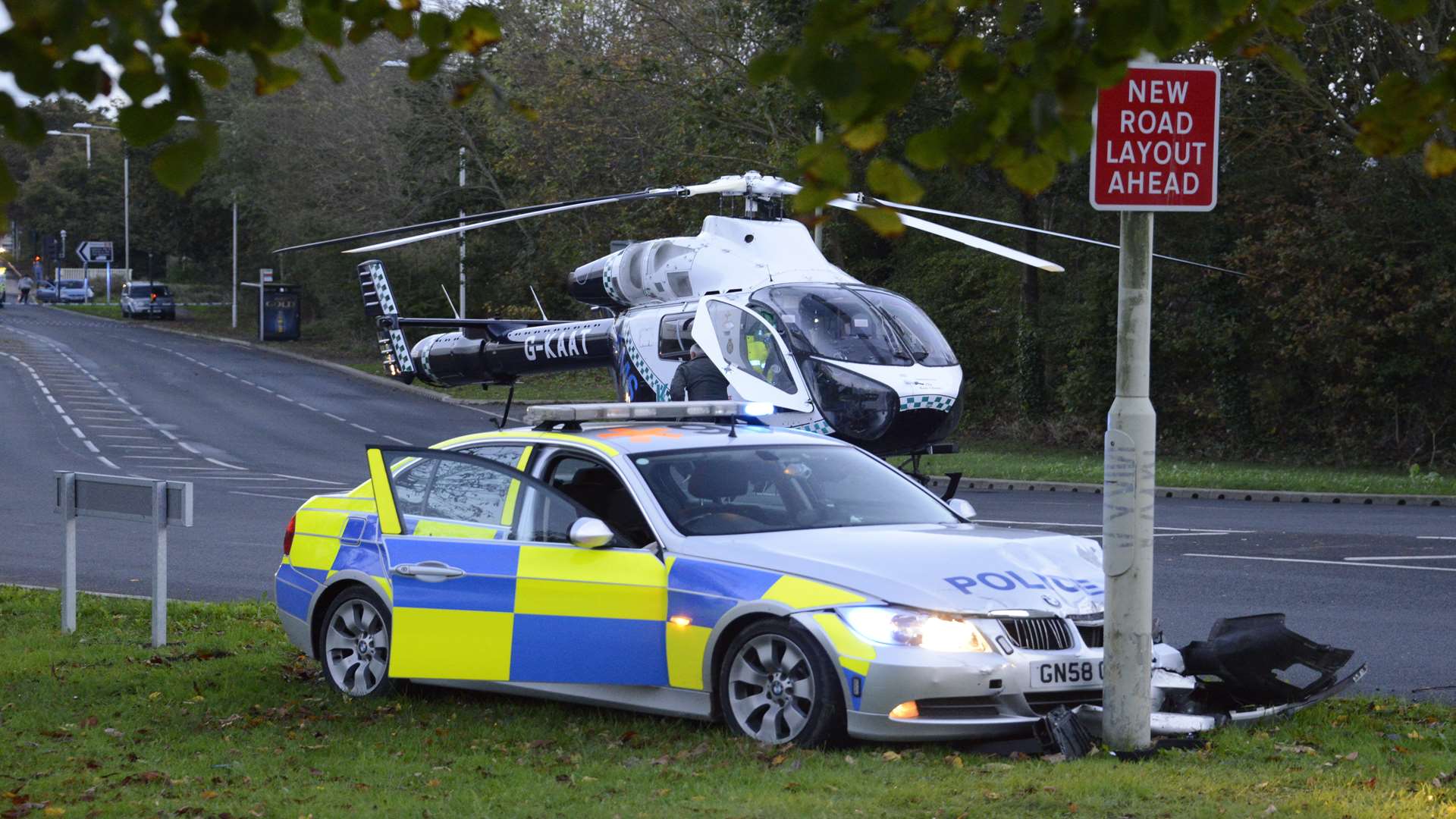 The air ambulance was called after a police car collided with a lampost in Ashford, which happened before the most recent figures