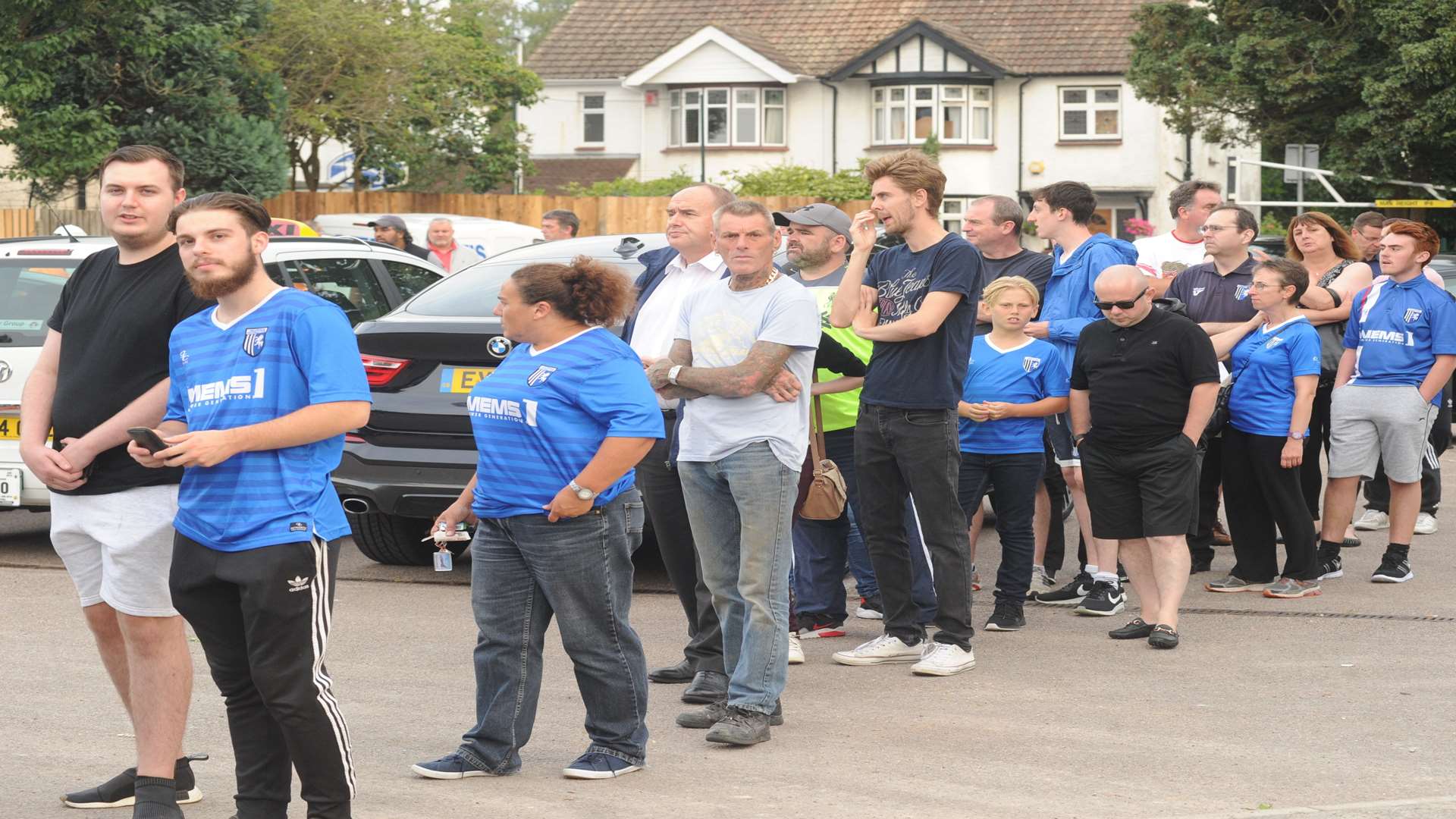Fans queue outside the ground as the Gills take on Chatham in pre-season Picture: Steve Crispe