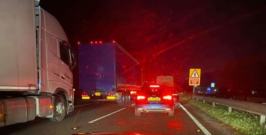 Traffic delays on the A249 at Stockbury heading towards Sheppey. Picture: David Nurden