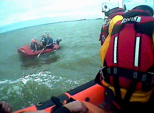 Five people, including a baby, were rescued from the lifeboat. Picture: Whitstable lifeboat