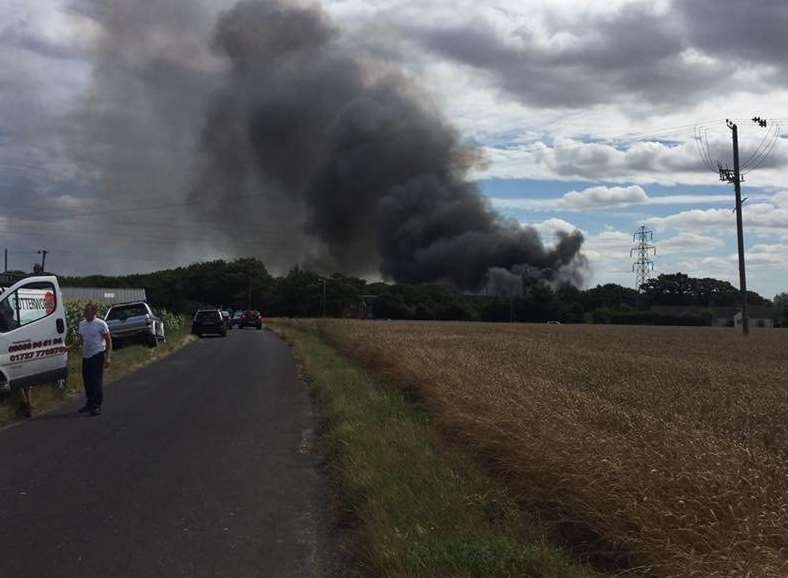 The fire is causing huge smoke clouds over Monkton. Picture: Steve McManus