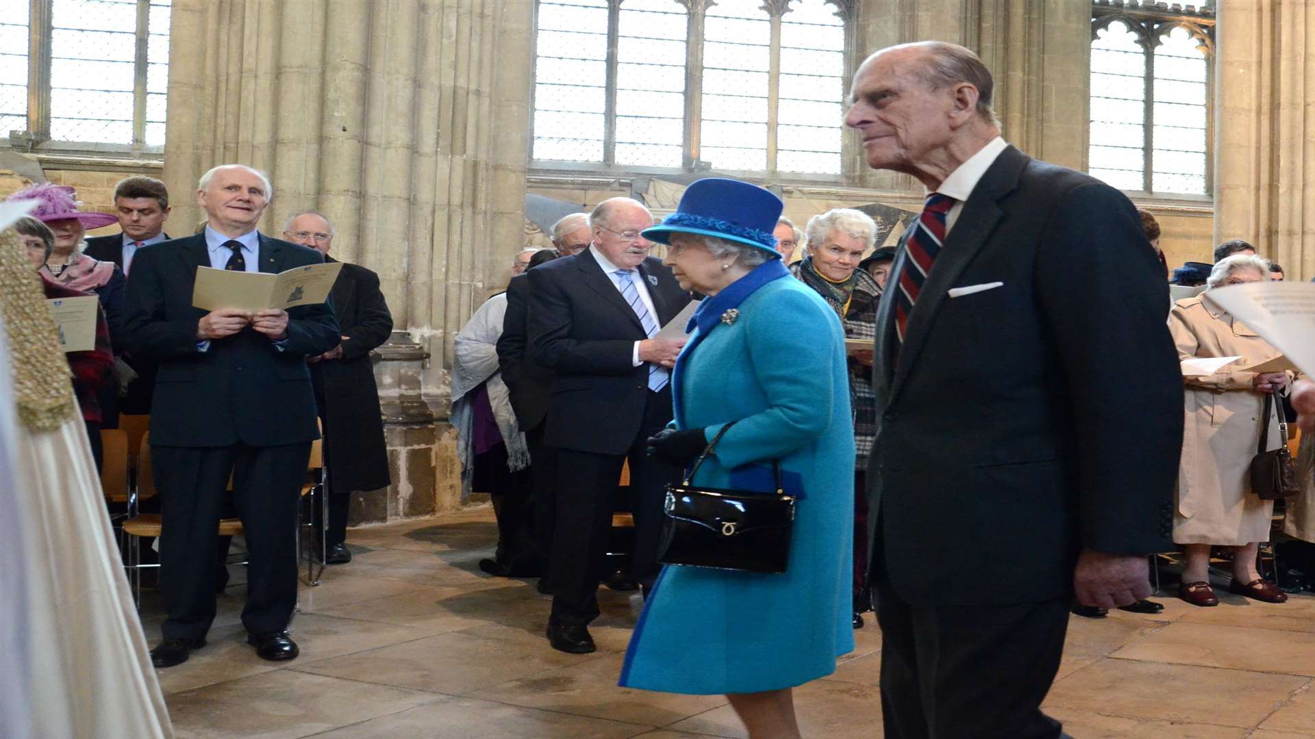 The Queen and the Duke of Edinburgh visit Canterbury Cathedral earlier this year to unveil two sculptures of themselves. Picture: Ian Scammell/Canterbury Times