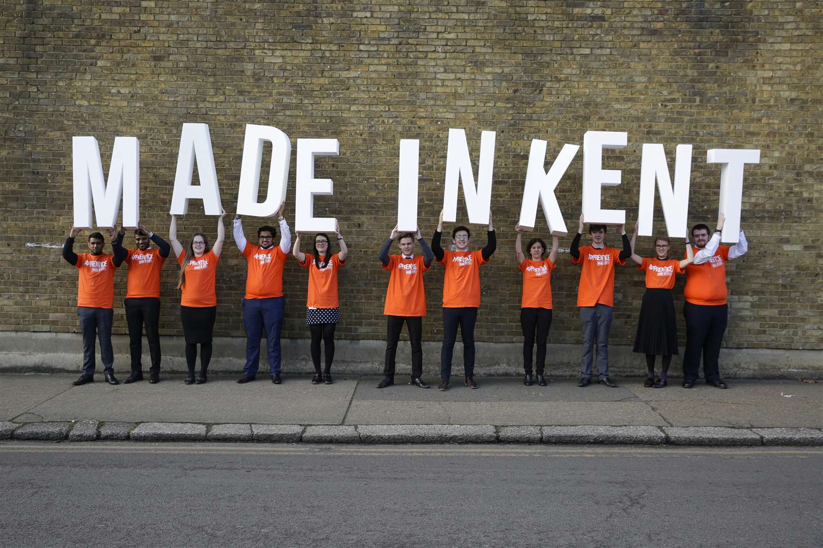 Kent County Council's Made in Kent campaign was launched by apprentices holding giant letters