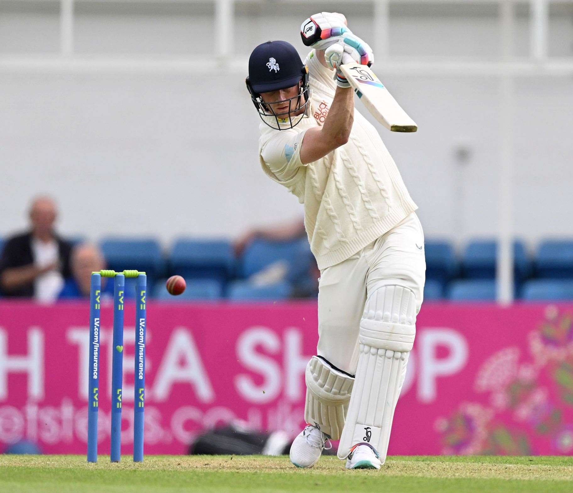 Joey Evison - hit 85, as Kent recovered from 114-5 to 284 all out against Somerset in their first innings on day two at Canterbury. Picture: Keith Gillard