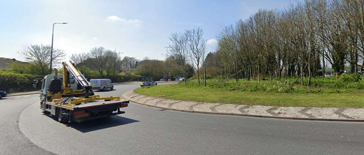 Police are at the scene of the accident on the A265, Whitfield roundabout, near Dover. Picture: Google