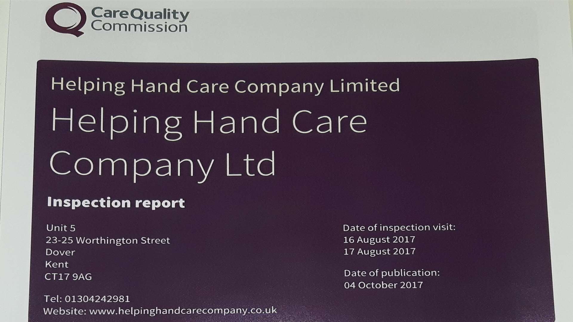 CQC report on the Helping Hand Care Company