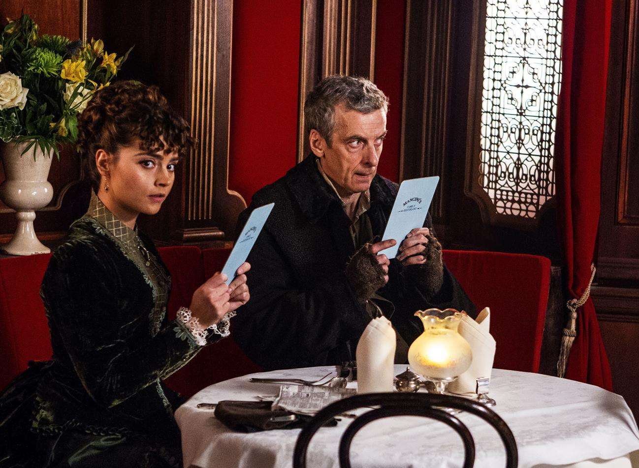 Clare (Jenna Coleman) and The Doctor (Peter Capaldi)