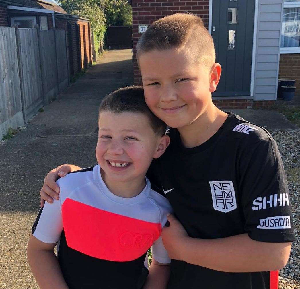 Brothers Jack, 11, and Theo, six, will be competing fitness tasks each day to raise money for the health service - and local sports clubs. Picture: Hayley Santer
