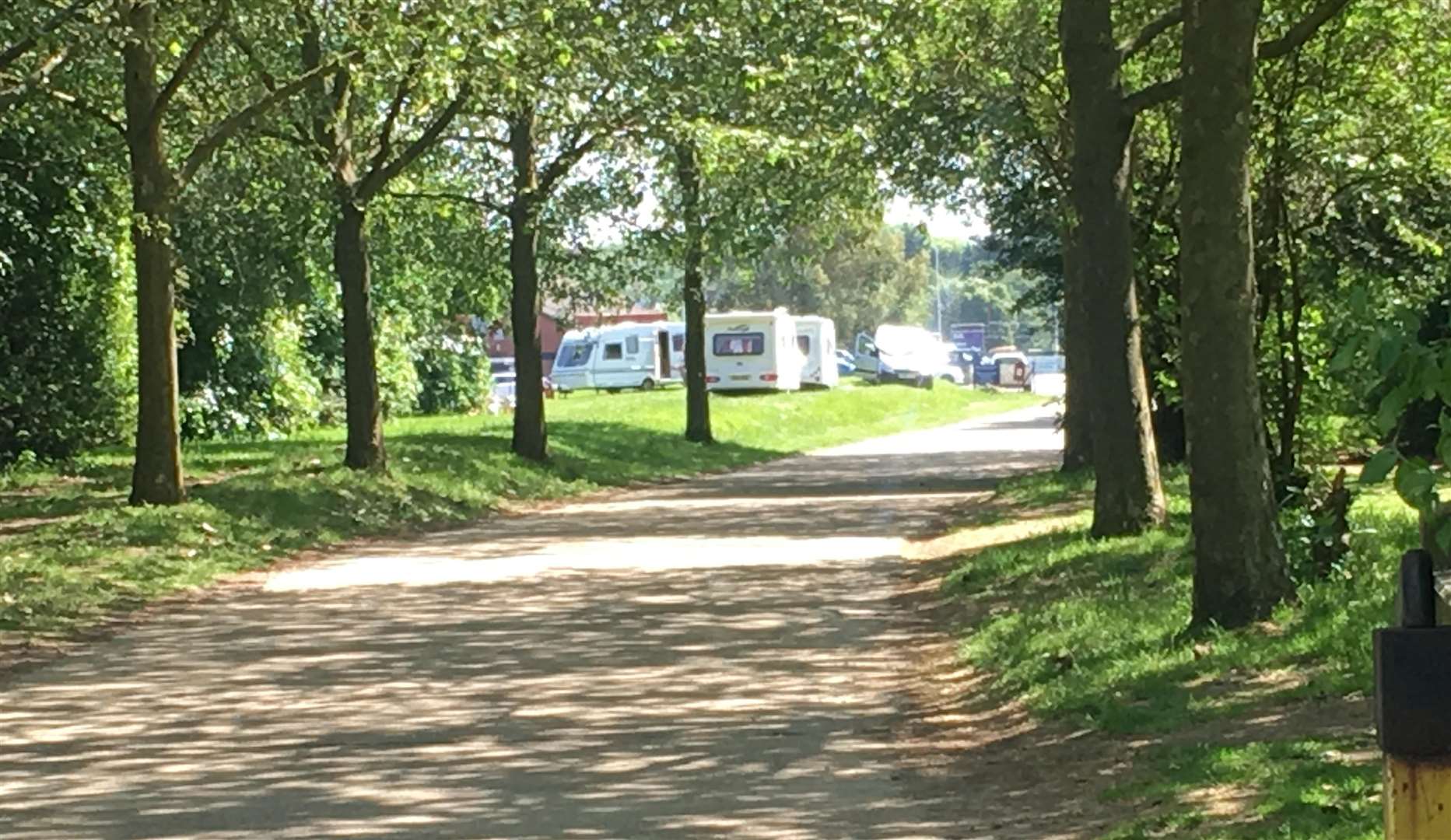 Caravans have set up at Aylesford Bulls RFC off Hall Road
