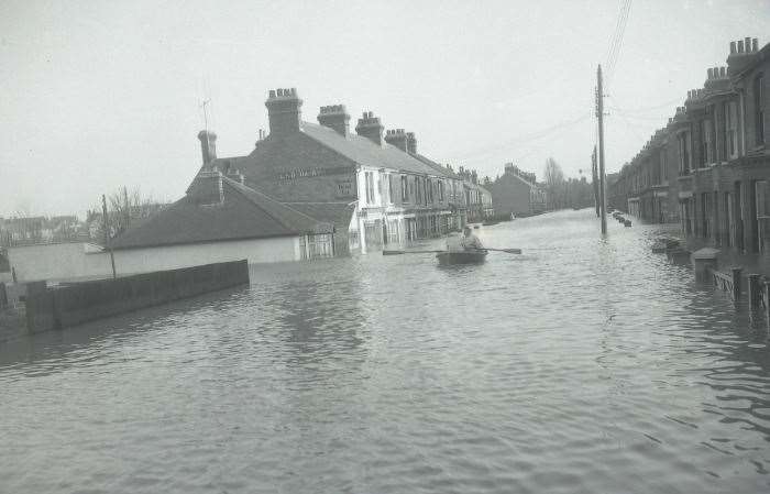 Thousands of homes were flooded, and a rowing boat became the best means of transport