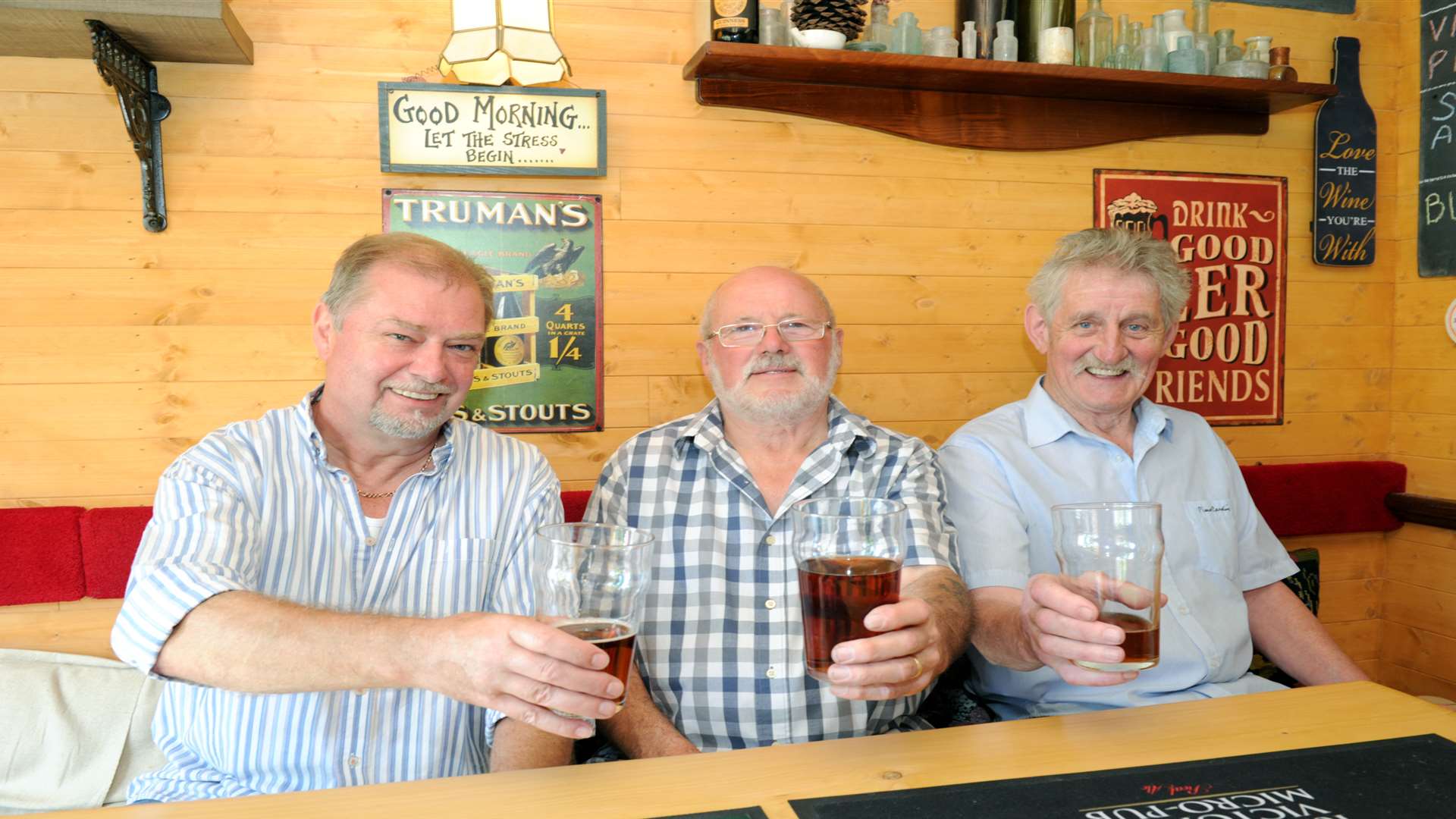 Werner Neumann, Bob Jackson, Gary O'Hara enjoying a pint at the micro pub.