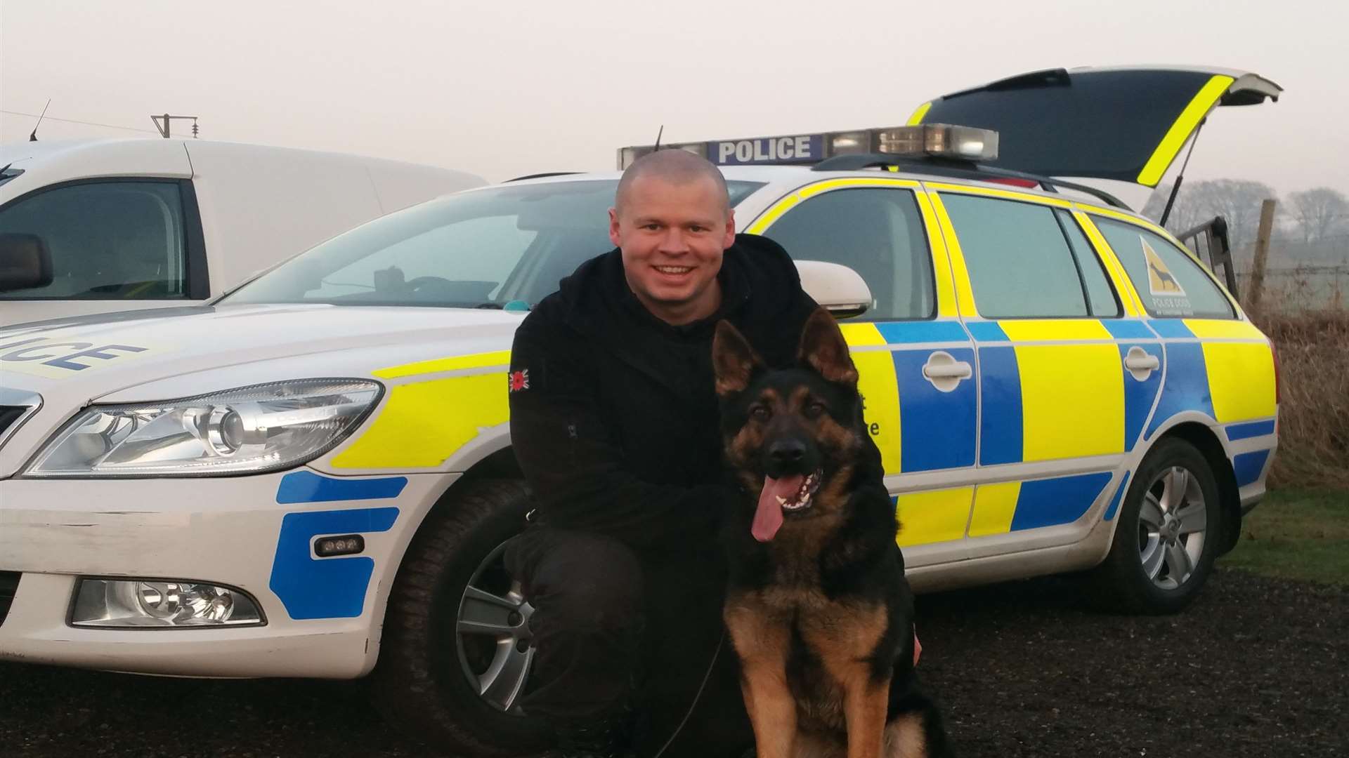Eli with handler PC Ed Goldswain. Picture courtesy of Kent Police