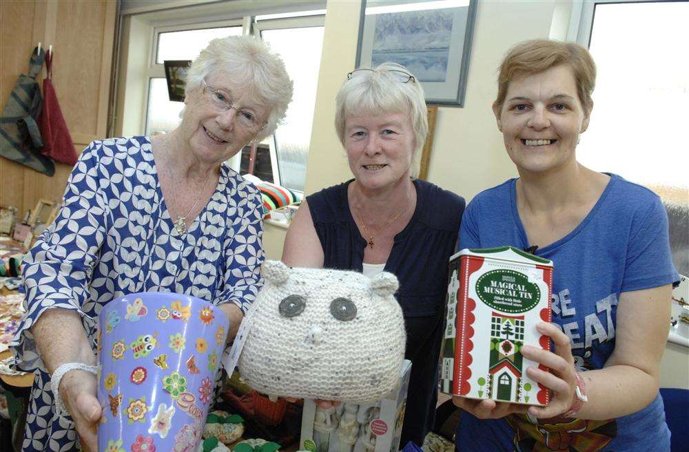 Heather Neaves, Sandie Banks and Nanette Crawford busy on their stall the garden party held at the Freedom Centre