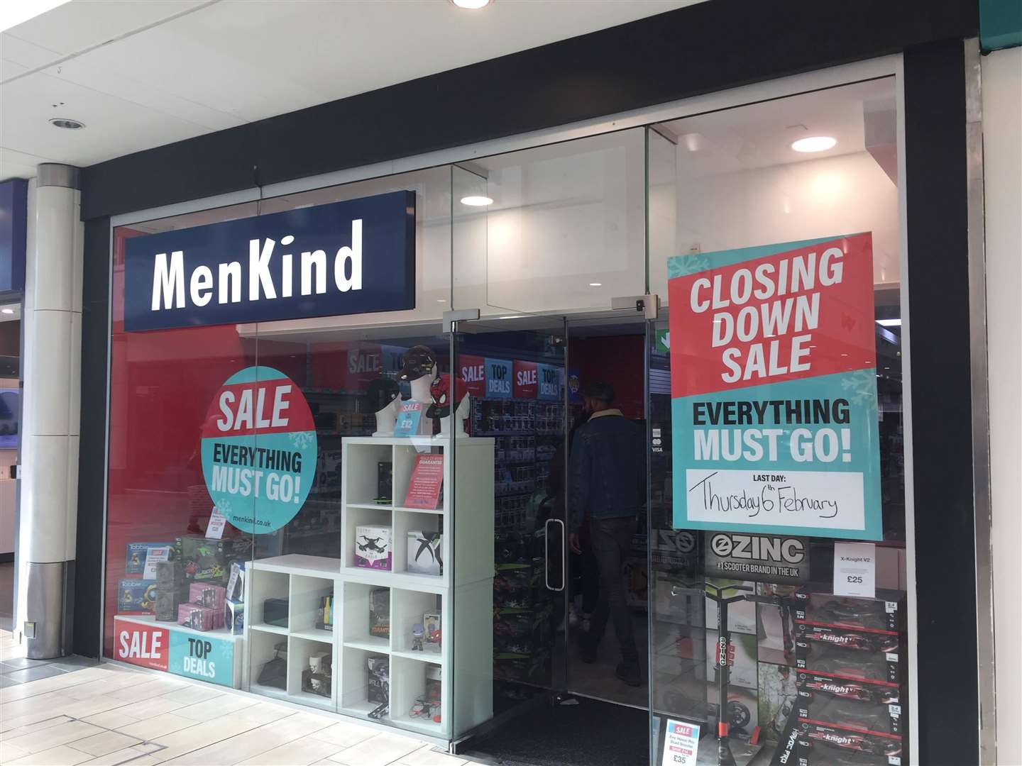 Menkind in County Square, Ashford, is closing down