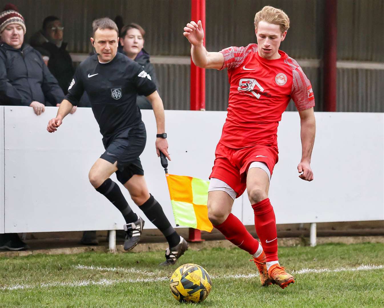 Ethan Smith in action for Hythe against Chorley. Picture: Helen Cooper