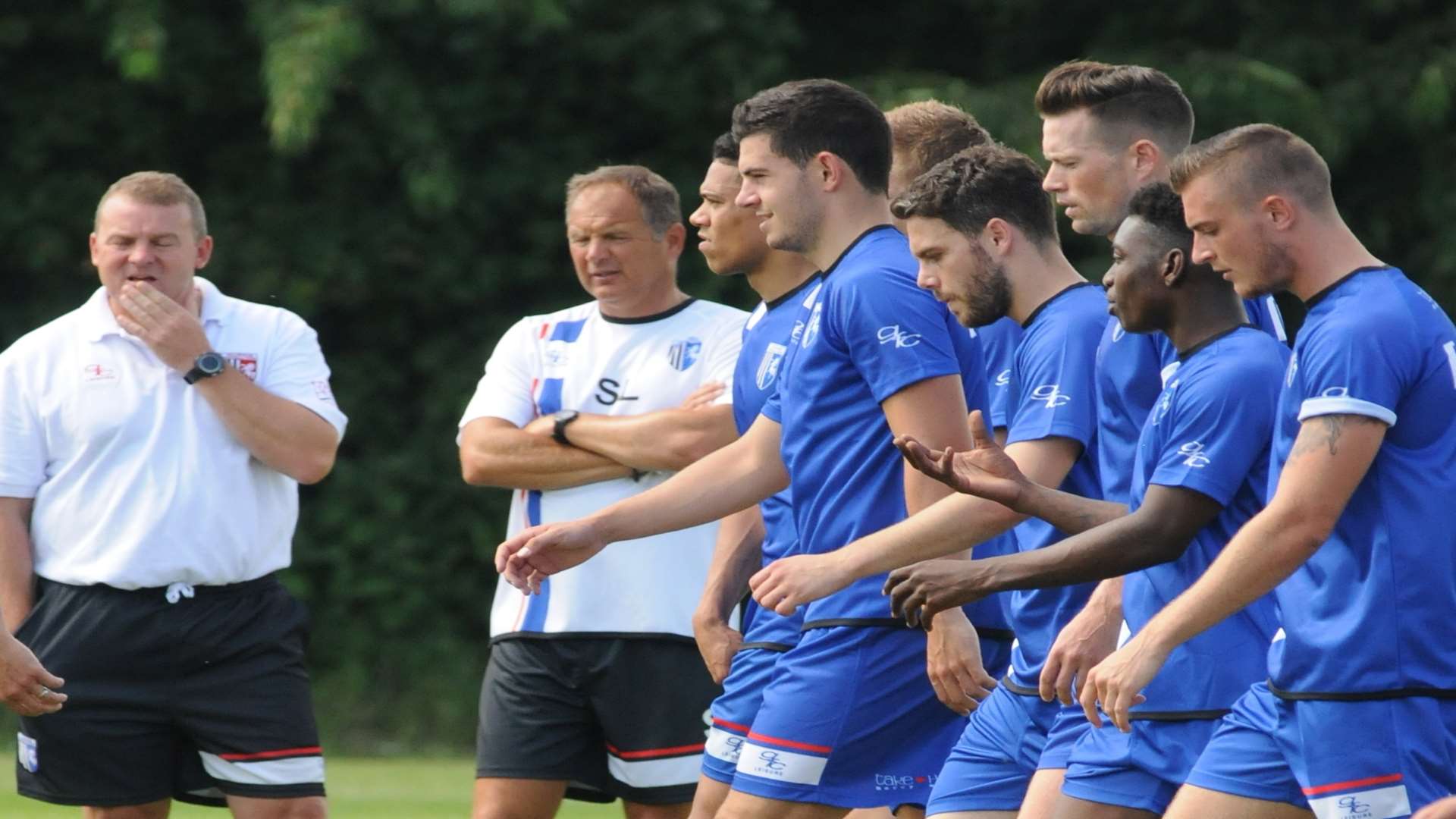 Gills players back in training under a watchful eye Picture: Steve Crispe