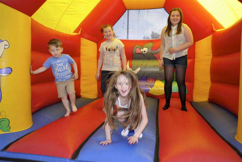 Joseph Shepherd, three, Poppy Laird, 10, Libby Humphrey, nine, and Jasmine Laird, 12, at the family fun day in aid of charity at The Plough