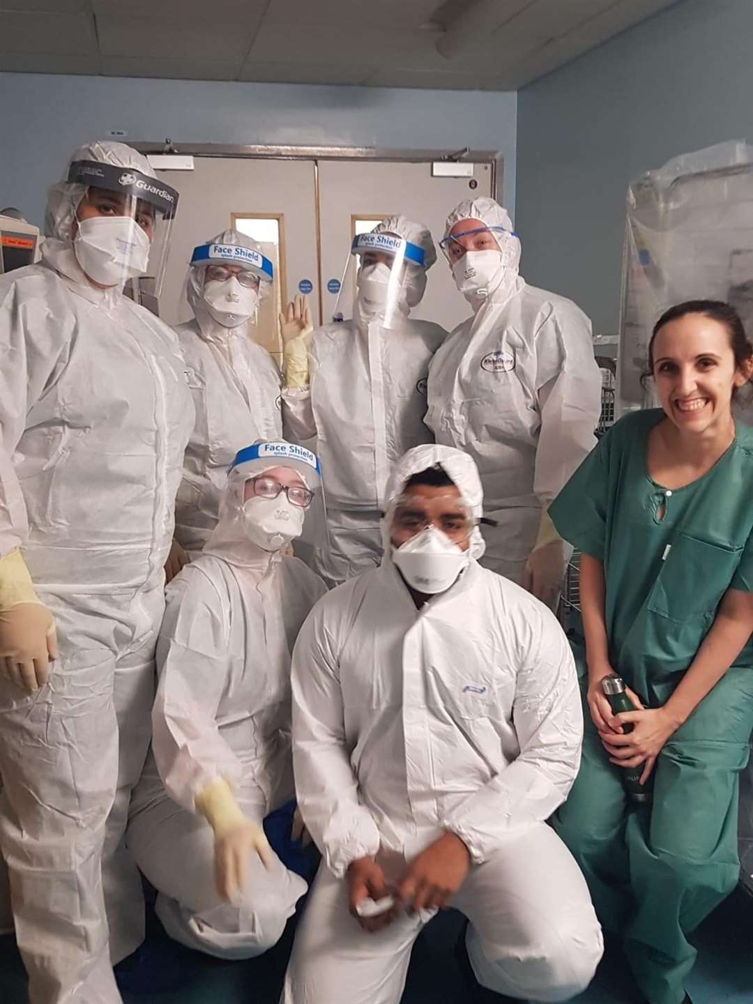 Many NHS teams, like this one from Darent Valley Hospital, have been supported by donors working to provide PPE clinically safe for teams to use