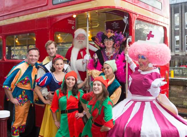 Santa with the cast from the assembly hall theatre