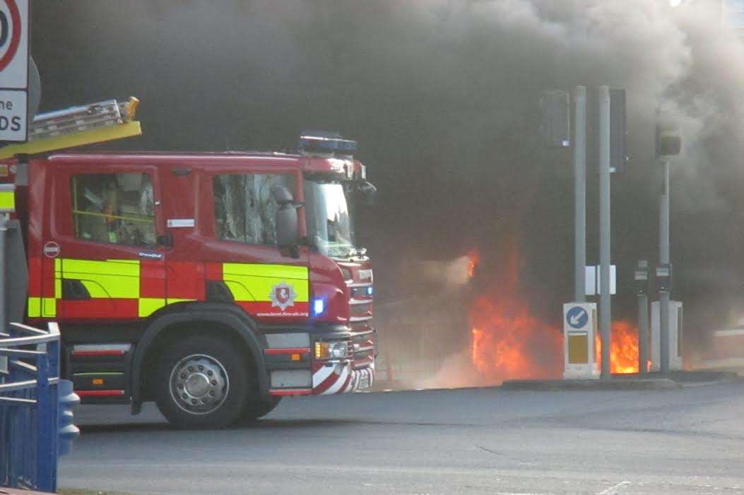 Fire crews arrive to tackle the blaze. Picture by Paul Wanstall