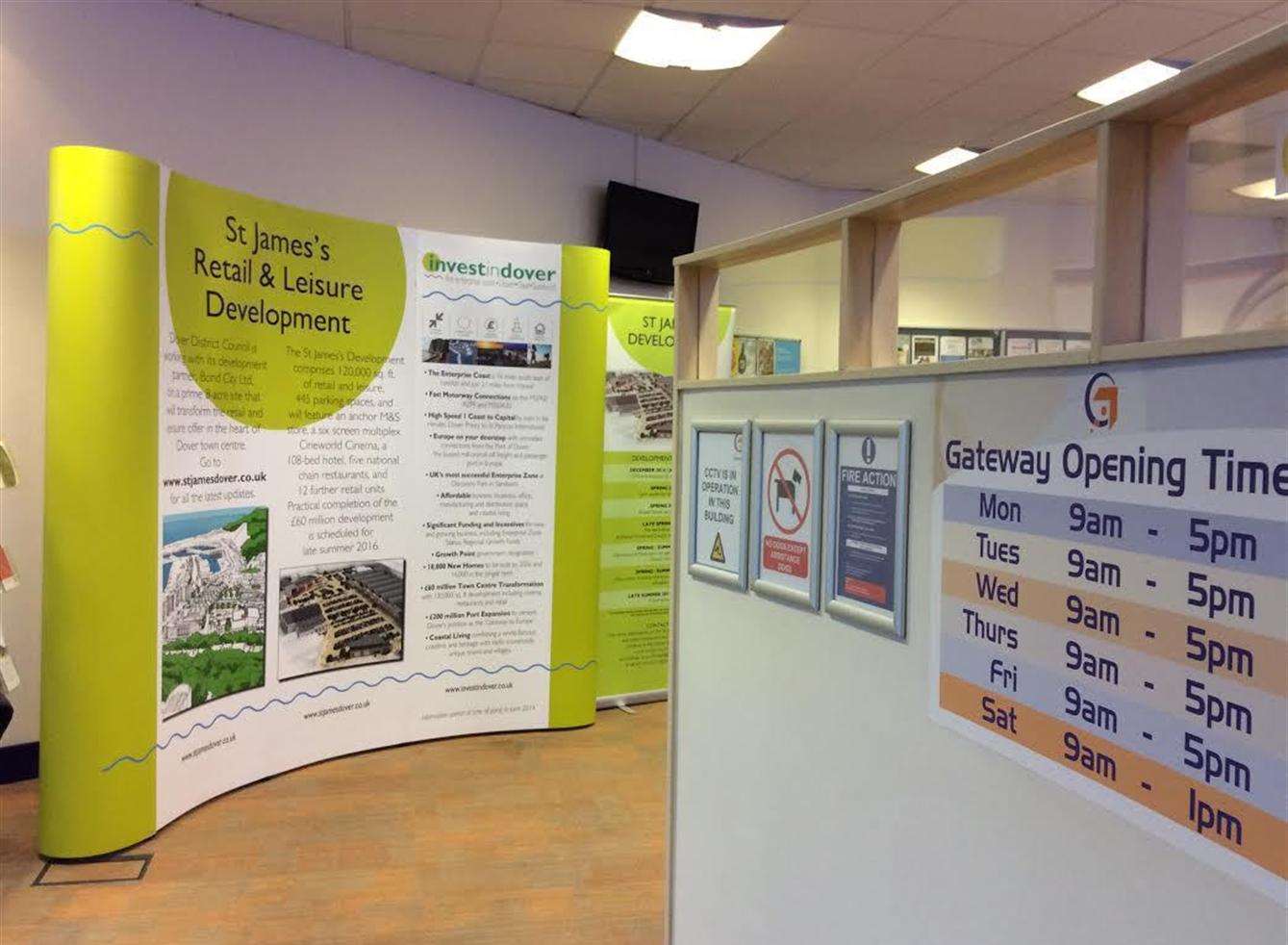 The Gateway in Dover is now home to display boards with information about the Dover Town Investment Zone project