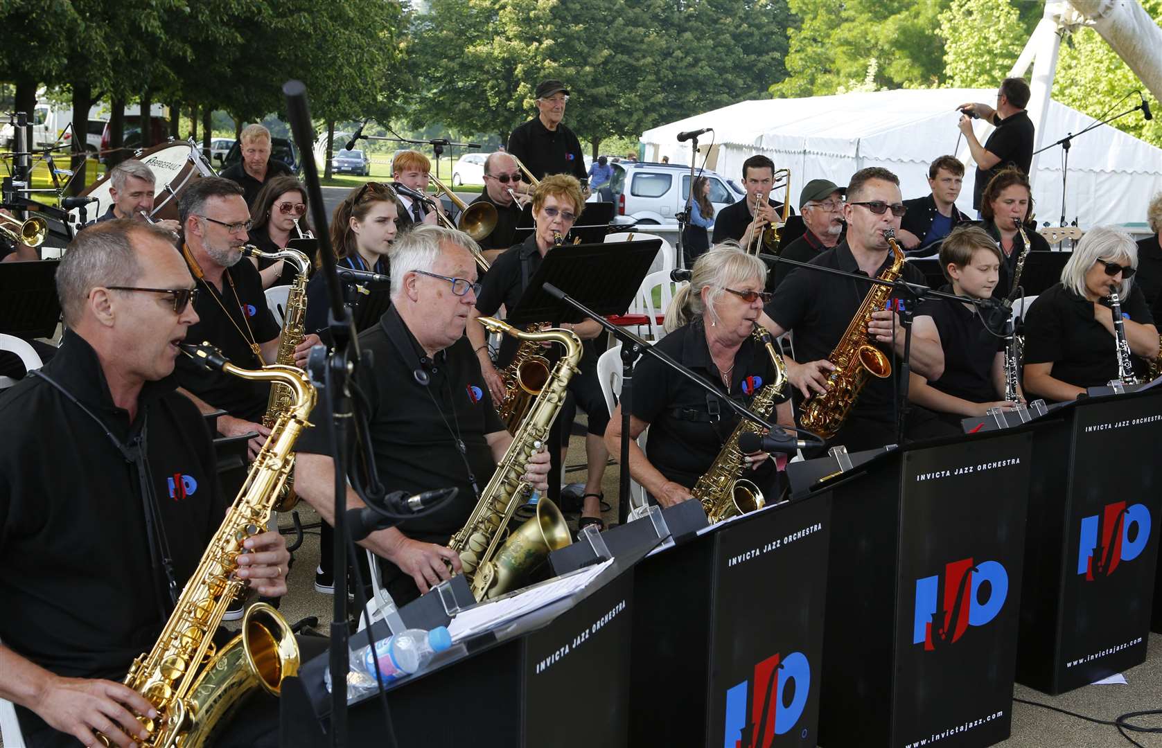 Proms in the Park 2018. Invicta Jazz Orchestra..Whatman Park, Waterside Gate, Maidstone, ME16 0GB.Picture: Andy Jones. (7695967)
