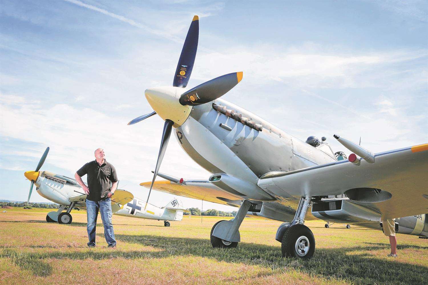 Spitfire owner Keith Perkins with his Spitfire MK IX