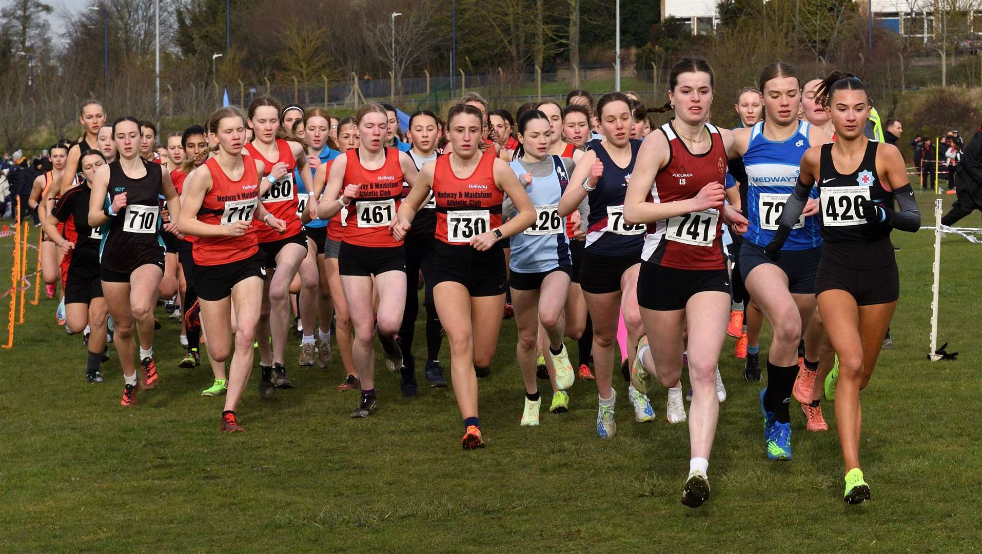 Iris Williams (No.420) was uncatchable in the intermediate girls’ race for Bexley. Picture: Simon Hildrew