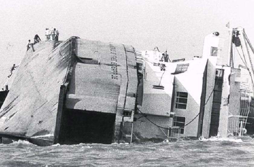 The capsized Herald of Free Enterprise, March 6, 1987