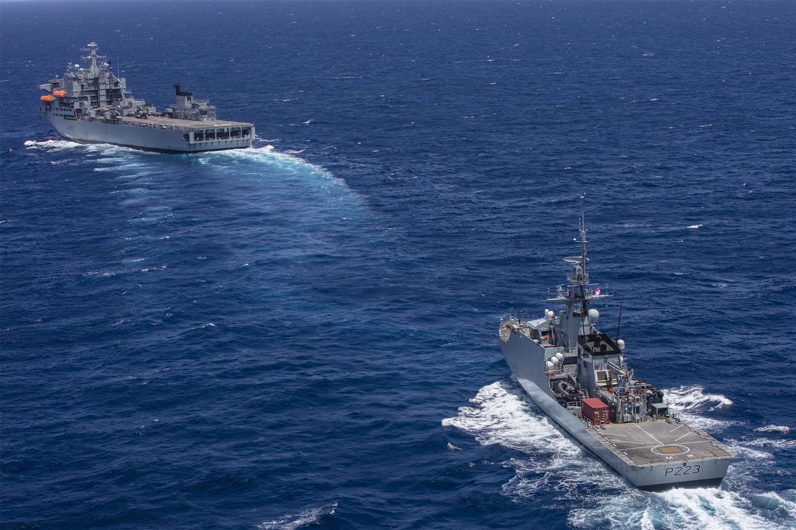 HMS Medway and RFA Argus on operation in the Caribbean earlier this year. Picture: LPhot Joe Cater/Royal Navy