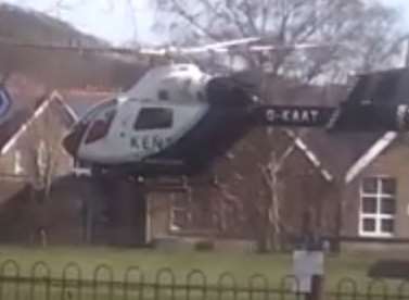 Air ambulance landing at Barton Junior School