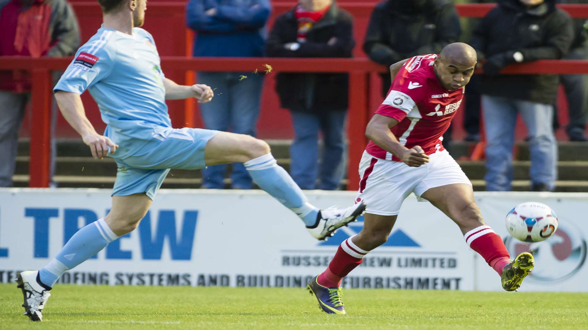 Ebbsfleet's Danny Haynes puts over a cross Picture: Andy Payton