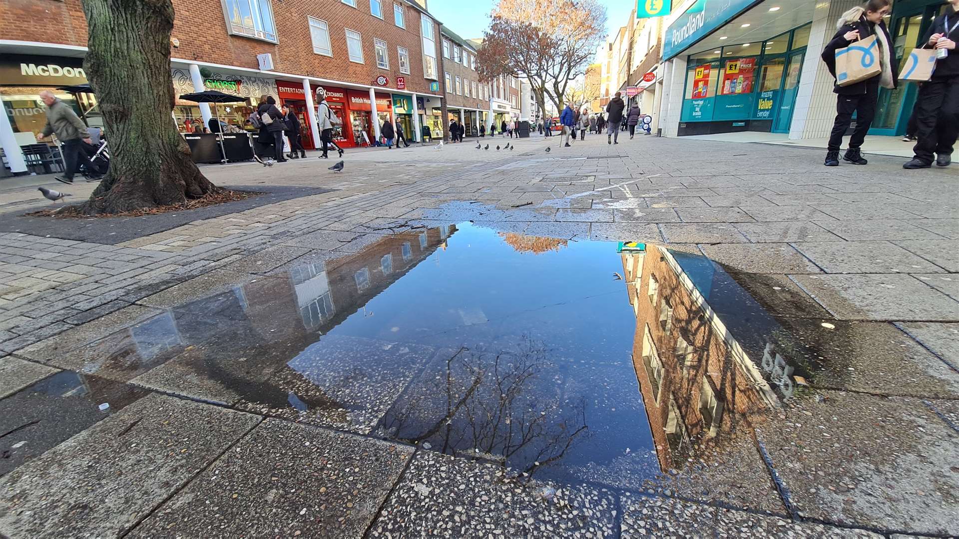 The current road surface in St George's Street is uneven, causing deep puddles when it rains