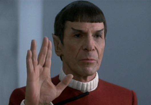 Spock gives the he Vulcan Salute in Star Trek IV. Picture: Gerald Ford