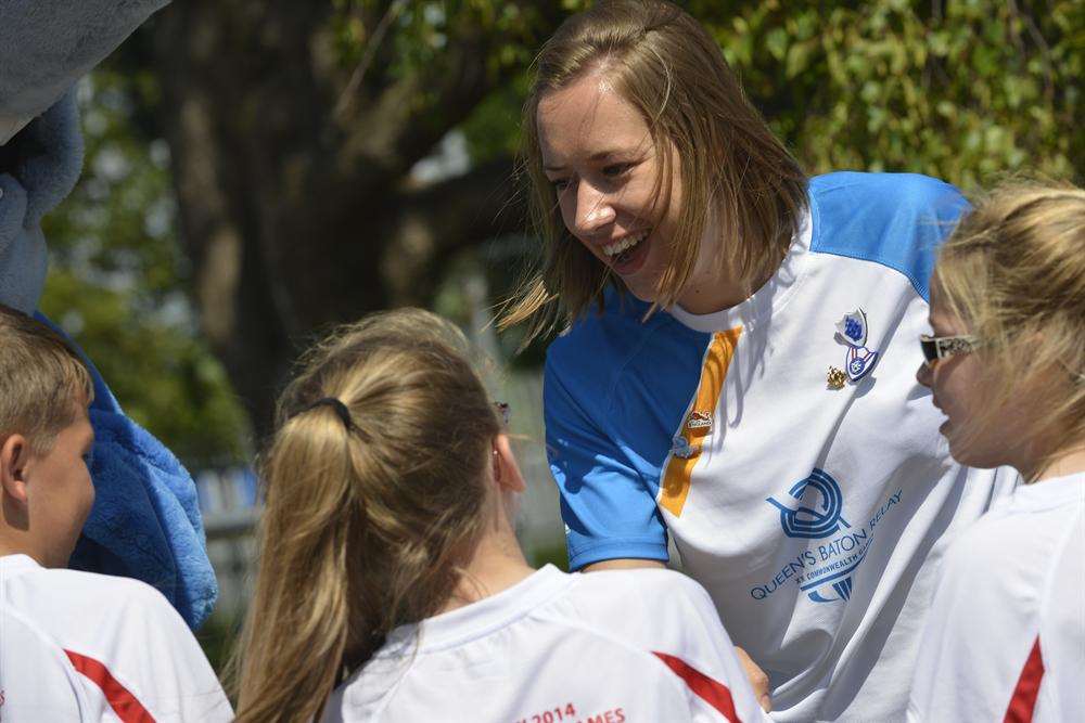 Olympian Lizzy Yarnold meets pupils at Pent Valley Technology College in Folkestone