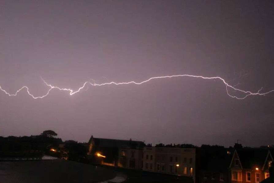 Lightning over the skies of Herne Bay. Picture: Matthew Austin