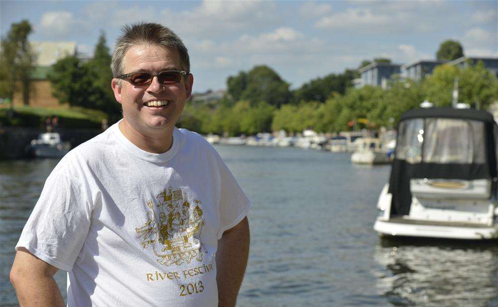 River Festival chairman Martin Cox in a t-shirt printed specially for the event
