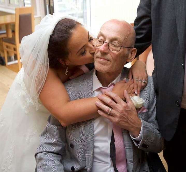 Kayleigh pushed her wedding forward so that her dad could be there. He died eight days later