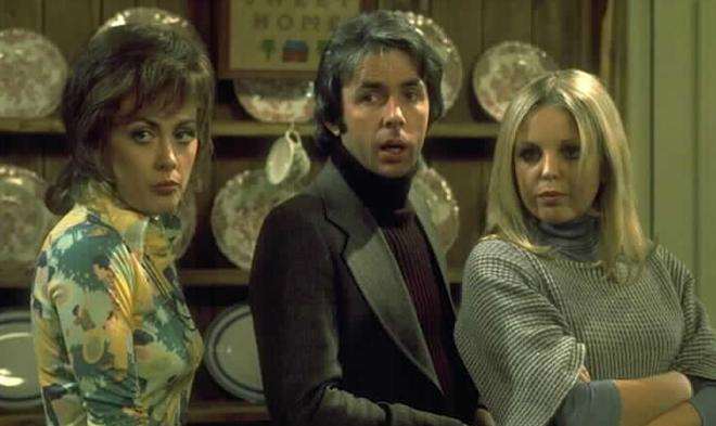 Paula Wilcox, Richard O'Sullivan and Sally Thomsett in Man About The House