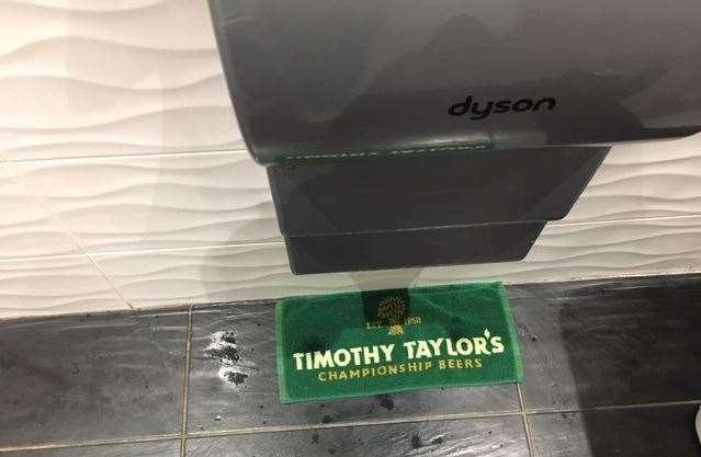Attention to detail – ever noticed how you get drips under those Dyson airblade hand-driers? A Timothy Taylor beer towel solves the problem