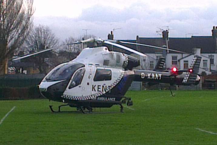 An air ambulance landed in Swanscombe after a man was hit by a train. Picture: Paul Longe