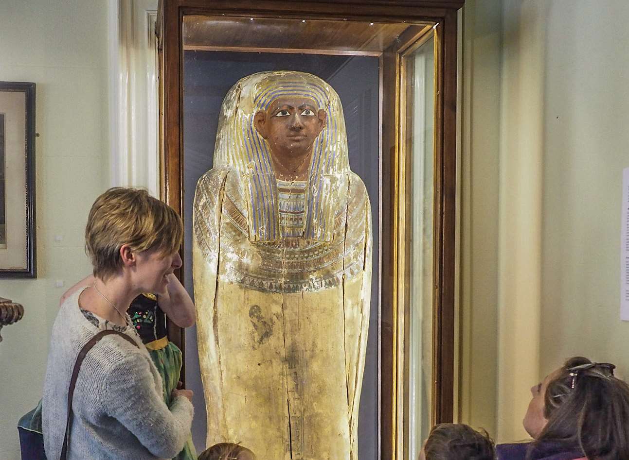 The Egyptian coffin lid on display at Chiddingstone Castle