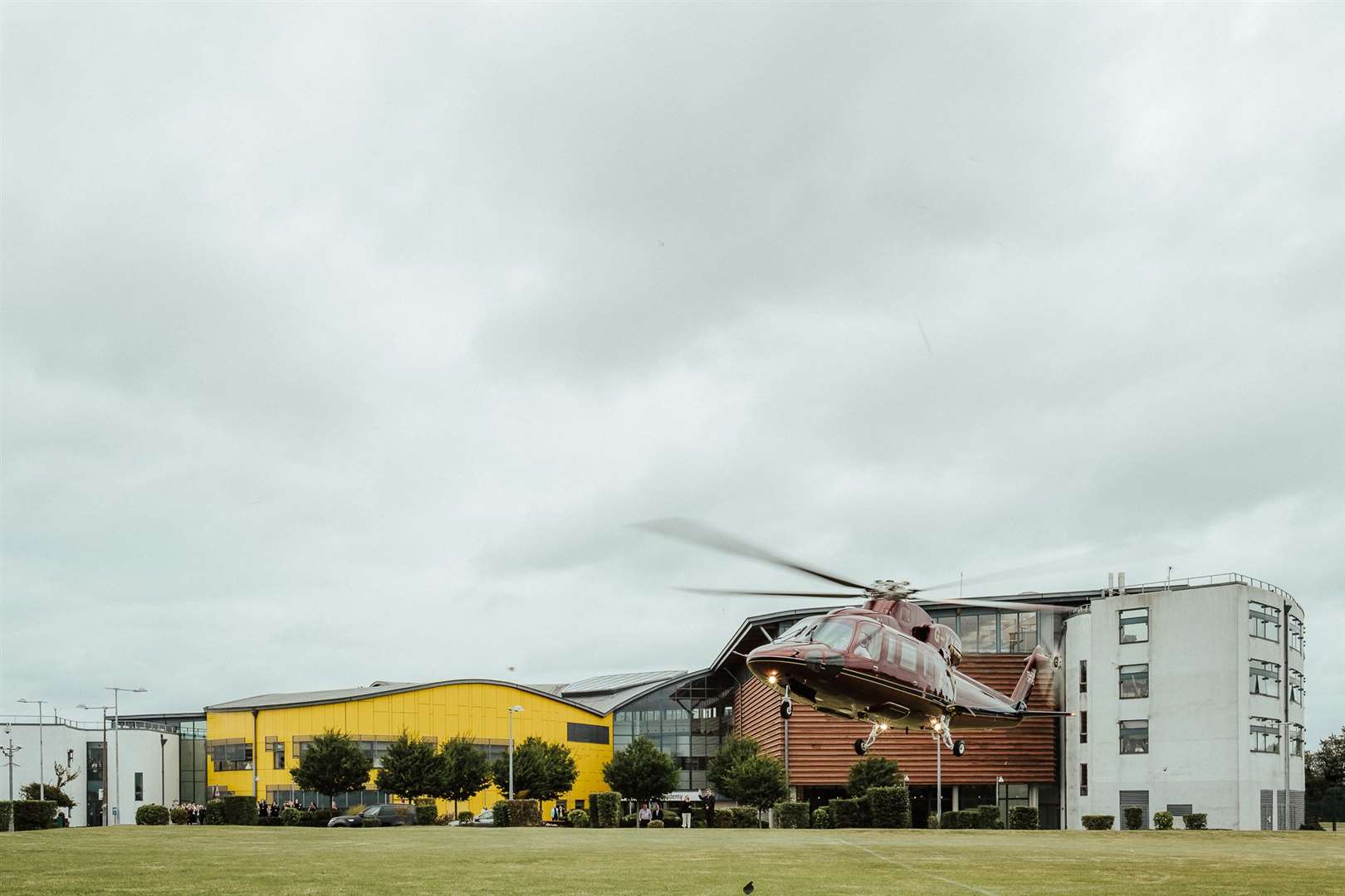 Princess Anne's was flown into the school by helicopter. Picture: Matt Ebbage Photography