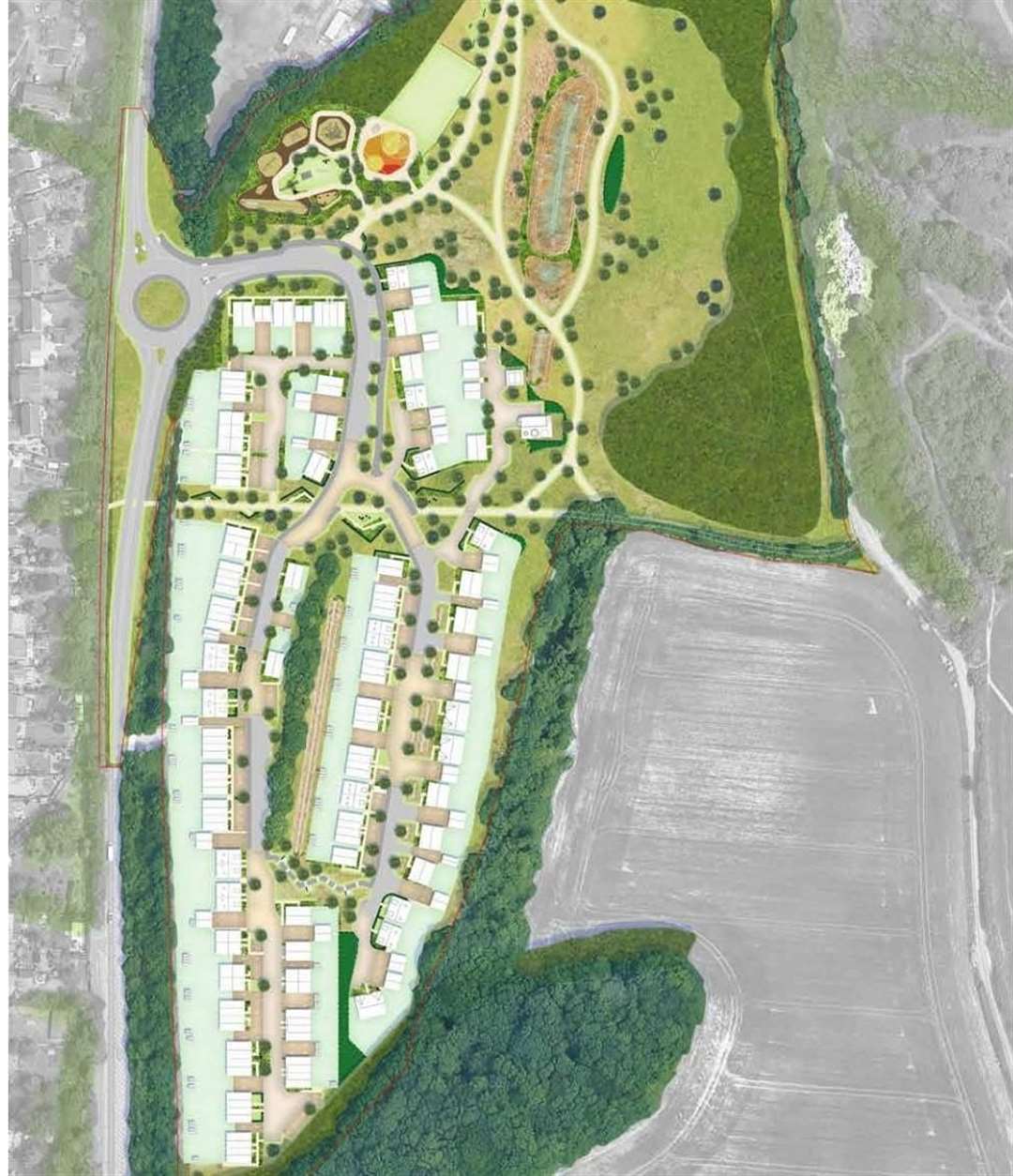 An artist's impression of the first phase of 91 homes planned for land along North Dane Way, Lordswood